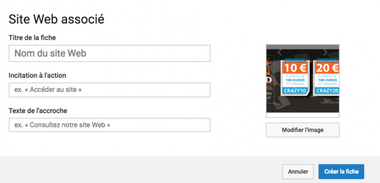 Vidéo créer un lien vers un site web associé.