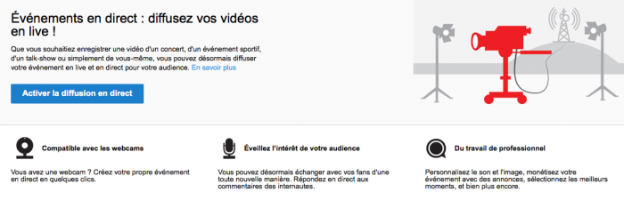 La diffusion en direct pour tous les propriétaires de chaines YouTube